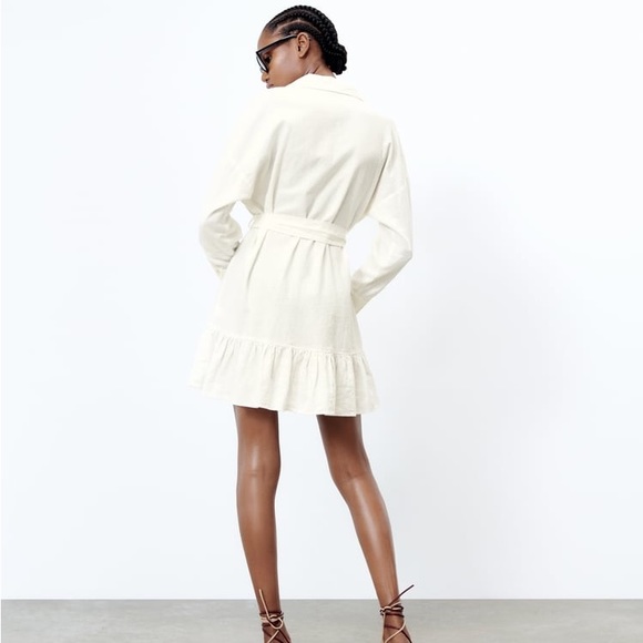 Zara LINEN BLEND SHIRTDRESS - Picture 4 of 12